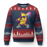 Banana Baseball Drip Ugly Christmas Sweater Funny Baseball Drip Ice Cream Kids Youth Boys