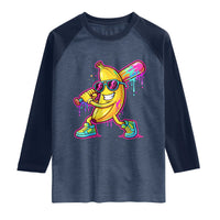 Banana Baseball Drip Raglan Shirt Funny Baseball Drip Ice Cream Kids Youth Boys