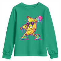 Banana Baseball Drip Youth Sweatshirt Funny Baseball Drip Ice Cream Kids Youth Boys