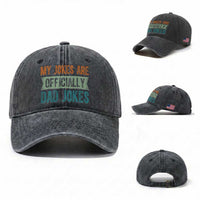 My Jokes Are Officially Dad Jokes Washed Cotton Baseball Cap Funny New Dad First Fathers Day