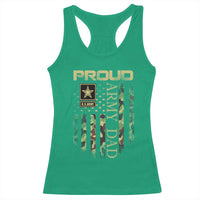 Proud Army Dad Racerback Tank Top Military Father US Army Camo Flag