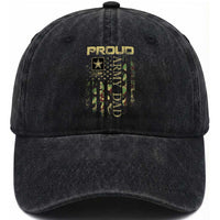 Proud Army Dad Washed Cotton Baseball Cap Military Father US Army Camo Flag
