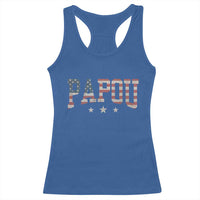Papou Racerback Tank Top New Grandpa Father’s Day USA Flag Patriotic