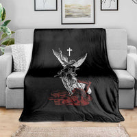Saint Michael The Archangel Defeating Satan Throw Blanket