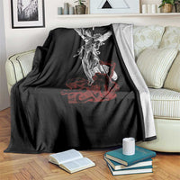 Saint Michael The Archangel Defeating Satan Throw Blanket
