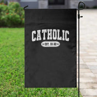 Catholic Since 33 AD Garden Flag Vintage Varsity Crucifix Jesus Eucharist Christianity