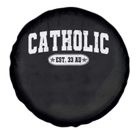 Catholic Since 33 AD Spare Tire Cover Vintage Varsity Crucifix Jesus Eucharist Christianity