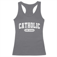 Catholic Since 33 AD Racerback Tank Top Vintage Varsity Crucifix Jesus Eucharist Christianity