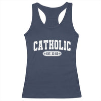 Catholic Since 33 AD Racerback Tank Top Vintage Varsity Crucifix Jesus Eucharist Christianity