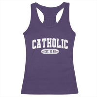 Catholic Since 33 AD Racerback Tank Top Vintage Varsity Crucifix Jesus Eucharist Christianity