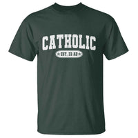 Catholic Since 33 AD T Shirt Vintage Varsity Crucifix Jesus Eucharist Christianity