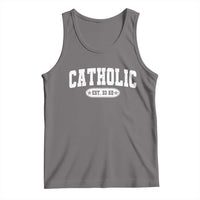 Catholic Since 33 AD Tank Top Vintage Varsity Crucifix Jesus Eucharist Christianity
