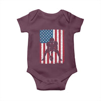 American Flag Football Baby Onesie Cool Distressed Vintage Patriotic Football Player - Wonder Print Shop
