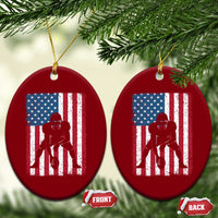 American Flag Football Ceramic Ornament Cool Distressed Vintage Patriotic Football Player - Wonder Print Shop