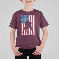 American Flag Football T Shirt For Kid Cool Distressed Vintage Patriotic Football Player - Wonder Print Shop