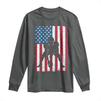 American Flag Football Long Sleeve Shirt Cool Distressed Vintage Patriotic Football Player - Wonder Print Shop