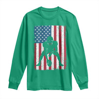 American Flag Football Long Sleeve Shirt Cool Distressed Vintage Patriotic Football Player - Wonder Print Shop