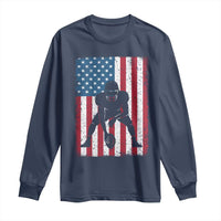 American Flag Football Long Sleeve Shirt Cool Distressed Vintage Patriotic Football Player - Wonder Print Shop