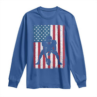 American Flag Football Long Sleeve Shirt Cool Distressed Vintage Patriotic Football Player - Wonder Print Shop