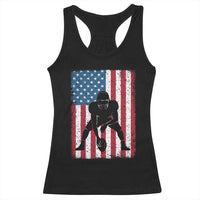 American Flag Football Racerback Tank Top Cool Distressed Vintage Patriotic Football Player - Wonder Print Shop