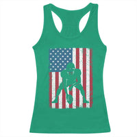 American Flag Football Racerback Tank Top Cool Distressed Vintage Patriotic Football Player - Wonder Print Shop