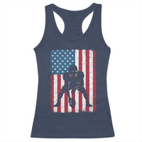 American Flag Football Racerback Tank Top Cool Distressed Vintage Patriotic Football Player - Wonder Print Shop