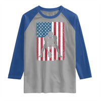 American Flag Football Raglan Shirt Cool Distressed Vintage Patriotic Football Player - Wonder Print Shop