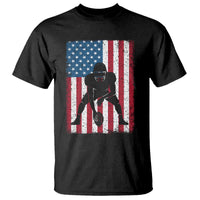 American Flag Football T Shirt Cool Distressed Vintage Patriotic Football Player - Wonder Print Shop