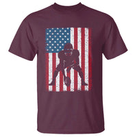 American Flag Football T Shirt Cool Distressed Vintage Patriotic Football Player - Wonder Print Shop