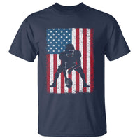 American Flag Football T Shirt Cool Distressed Vintage Patriotic Football Player - Wonder Print Shop