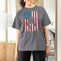 American Flag Football T Shirt For Women Cool Distressed Vintage Patriotic Football Player - Wonder Print Shop