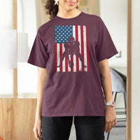 American Flag Football T Shirt For Women Cool Distressed Vintage Patriotic Football Player - Wonder Print Shop