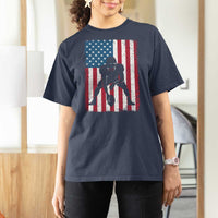 American Flag Football T Shirt For Women Cool Distressed Vintage Patriotic Football Player - Wonder Print Shop