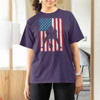 American Flag Football T Shirt For Women Cool Distressed Vintage Patriotic Football Player - Wonder Print Shop