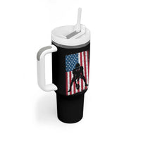 American Flag Football Tumbler With Handle Cool Distressed Vintage Patriotic Football Player - Wonder Print Shop