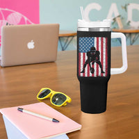American Flag Football Tumbler With Handle Cool Distressed Vintage Patriotic Football Player - Wonder Print Shop