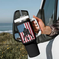 American Flag Football Tumbler With Handle Cool Distressed Vintage Patriotic Football Player - Wonder Print Shop