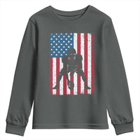 American Flag Football Youth Sweatshirt Cool Distressed Vintage Patriotic Football Player - Wonder Print Shop