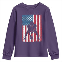 American Flag Football Youth Sweatshirt Cool Distressed Vintage Patriotic Football Player - Wonder Print Shop