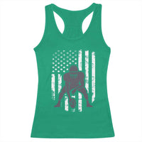 Football Player American Flag Racerback Tank Top Cool Distressed Vintage Patriotic - Wonder Print Shop
