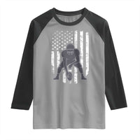 Football Player American Flag Raglan Shirt Cool Distressed Vintage Patriotic - Wonder Print Shop