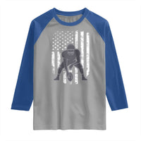 Football Player American Flag Raglan Shirt Cool Distressed Vintage Patriotic - Wonder Print Shop