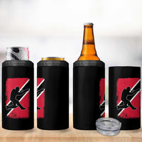 Trinidad and Tobago Cricket 4 in 1 Can Cooler Tumbler Retro Vintage Sport Trini Trinidadian Flag Cricket Fan