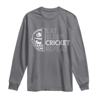 Eat Sleep Cricket Repeat Long Sleeve Shirt Retro Vintage Cricket Gifts