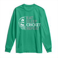 Eat Sleep Cricket Repeat Long Sleeve Shirt Retro Vintage Cricket Gifts