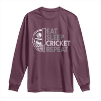 Eat Sleep Cricket Repeat Long Sleeve Shirt Retro Vintage Cricket Gifts