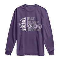Eat Sleep Cricket Repeat Long Sleeve Shirt Retro Vintage Cricket Gifts