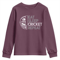Eat Sleep Cricket Repeat Youth Sweatshirt Retro Vintage Cricket Gifts