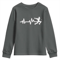 Cricket Player Youth Sweatshirt Cricket Heartbeat Batsman