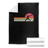 Retro Cricket Player Throw Blanket Retro Vintage Sport Batsman Cricket Gifts